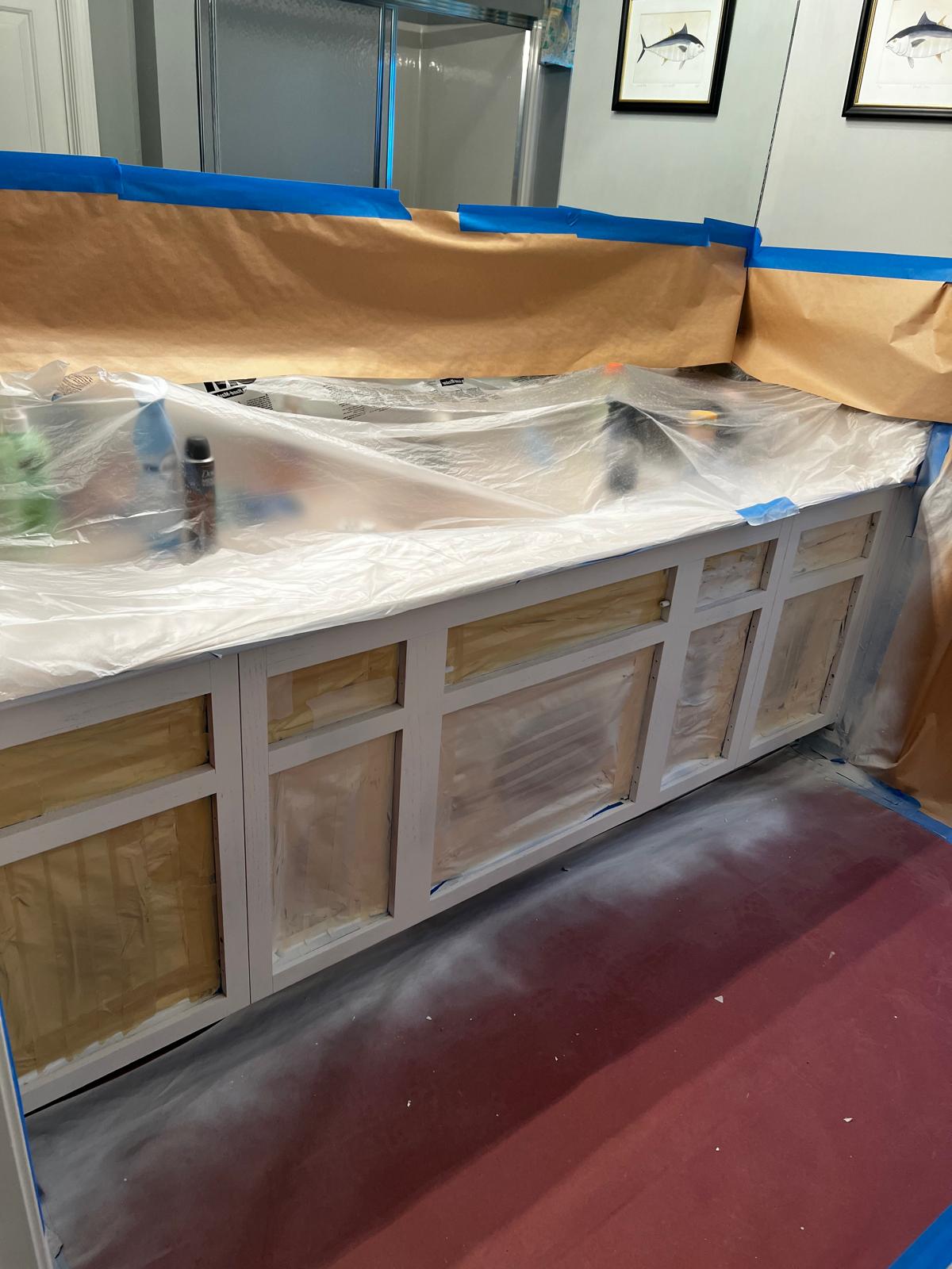 Kitchen masked for painting