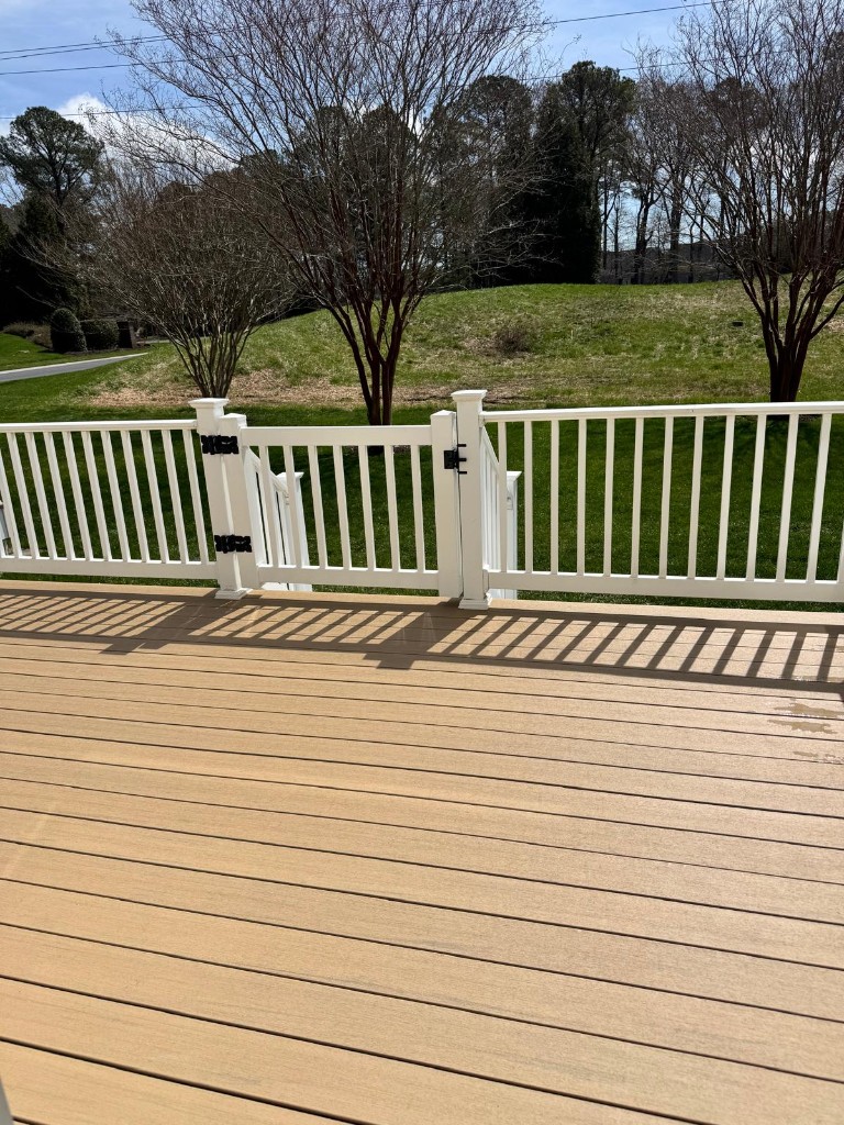 Timbertech Terrain composite deck Natural White Oak with gate - Luis Construction