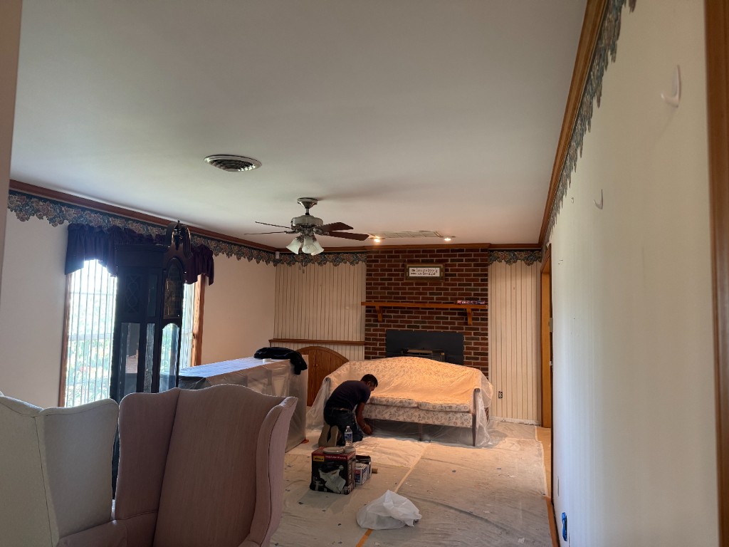 Living room with fireplace